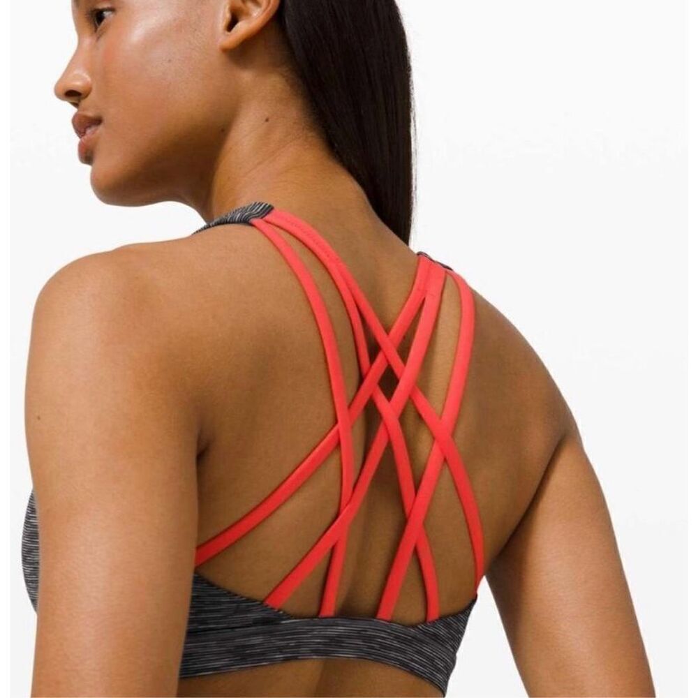 Lululemon Free To‎ Be Serene Sports Bras size 4 Gray Red